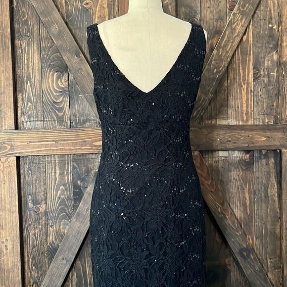 Lauren Ralph Lauren Sleeveless Cowl Neck Sequin Lace Gown - Picture 8 of 11